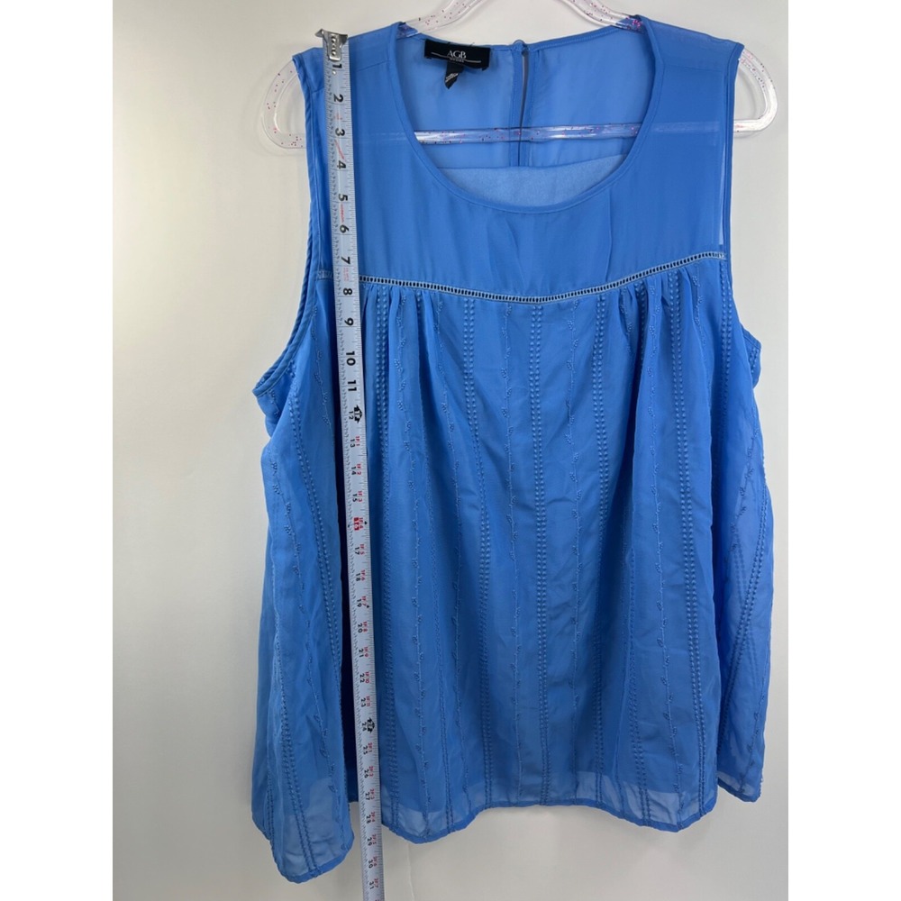 AGB Blouse Women's 2X Top Light Blue Puckered Bodice Lined - Picture 6 of 9